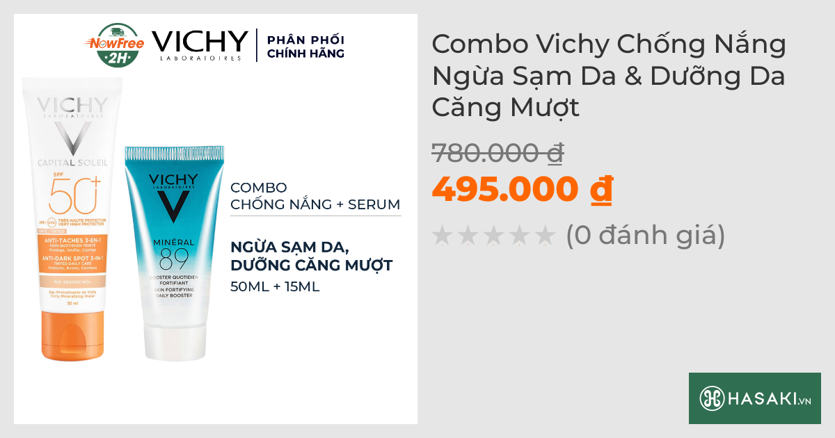 Combo Vichy Kem Chống Nắng Ngừa Sạm Da 50ml + Serum 89 Khoáng Chất Phục Hồi Chuyên Sâu 15ml