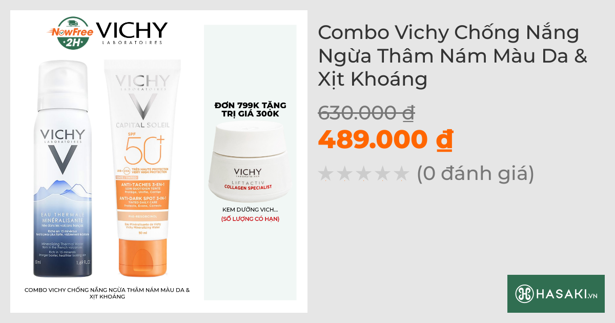 Combo Vichy Chống Nắng Ngừa Thâm Nám Màu Da & Xịt Khoáng 50ml+50ml