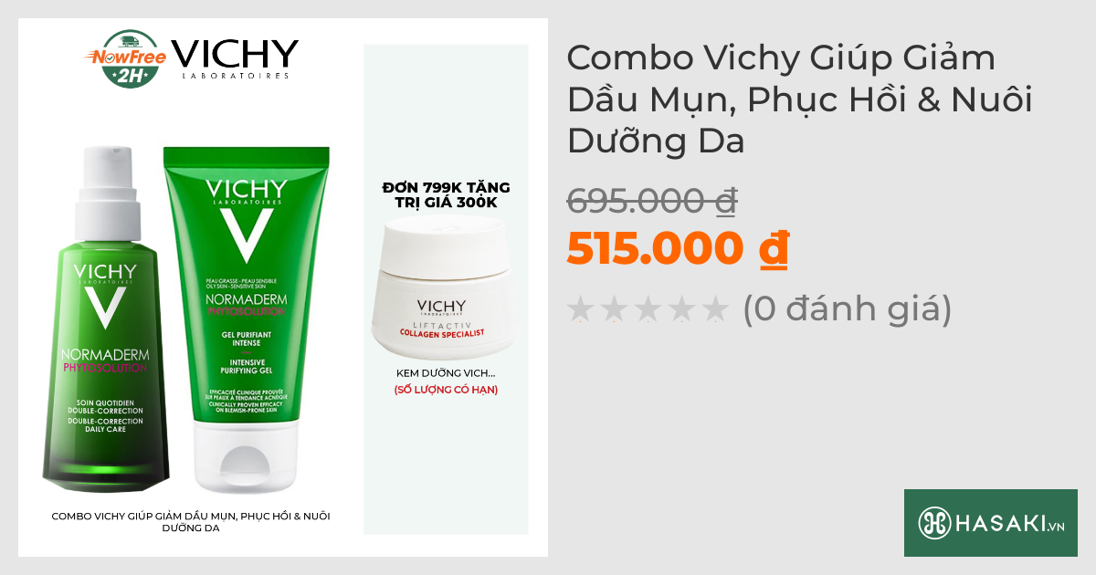 Combo Vichy Giúp Giảm Dầu Mụn, Phục Hồi & Nuôi Dưỡng Da