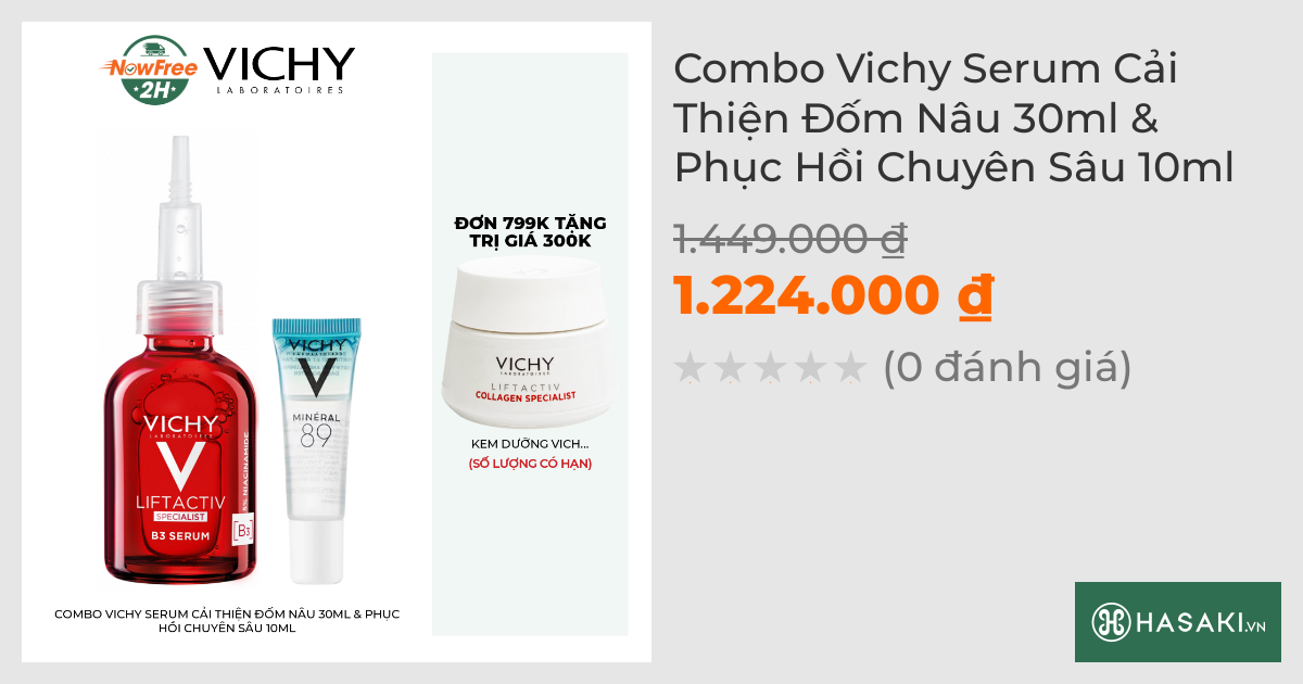 Combo Vichy Serum Cải Thiện Đốm Nâu 30ml & Phục Hồi Chuyên Sâu 10ml