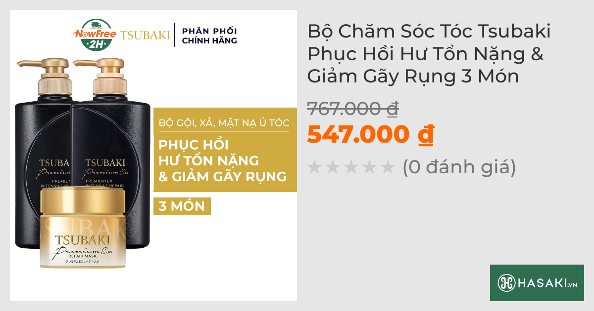 Bộ Chăm Sóc Tóc Tsubaki Phục Hồi Hư Tổn Nặng & Giảm Gãy Rụng 3 Món