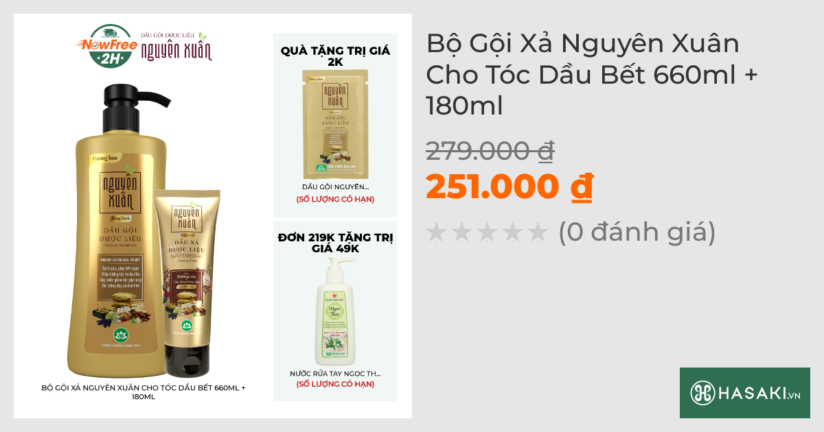 Bộ Gội Xả Nguyên Xuân Cho Tóc Dầu Bết 600ml + 150ml