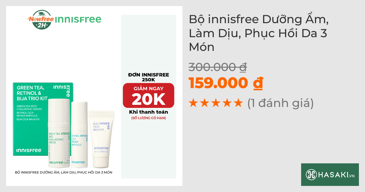 Bộ innisfree Dưỡng Ẩm, Làm Dịu, Phục Hồi Da 3 Món