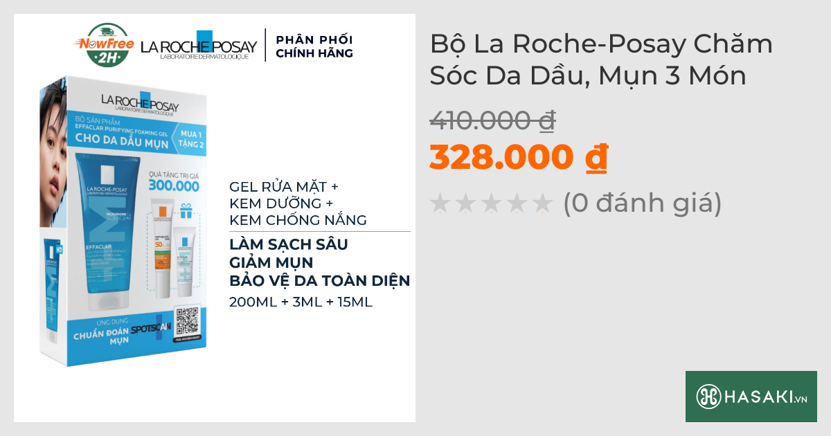 Bộ La Roche-Posay Chăm Sóc Da Dầu, Mụn 3 Món