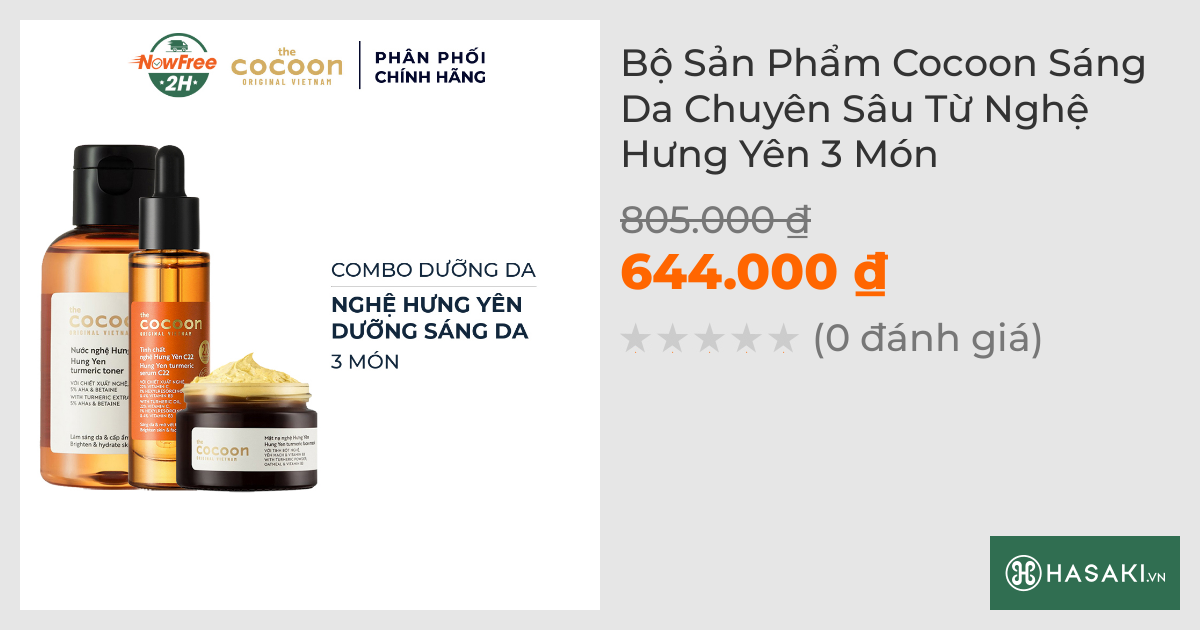 Bộ Sản Phẩm Cocoon Sáng Da Chuyên Sâu Từ Nghệ Hưng Yên 3 Món