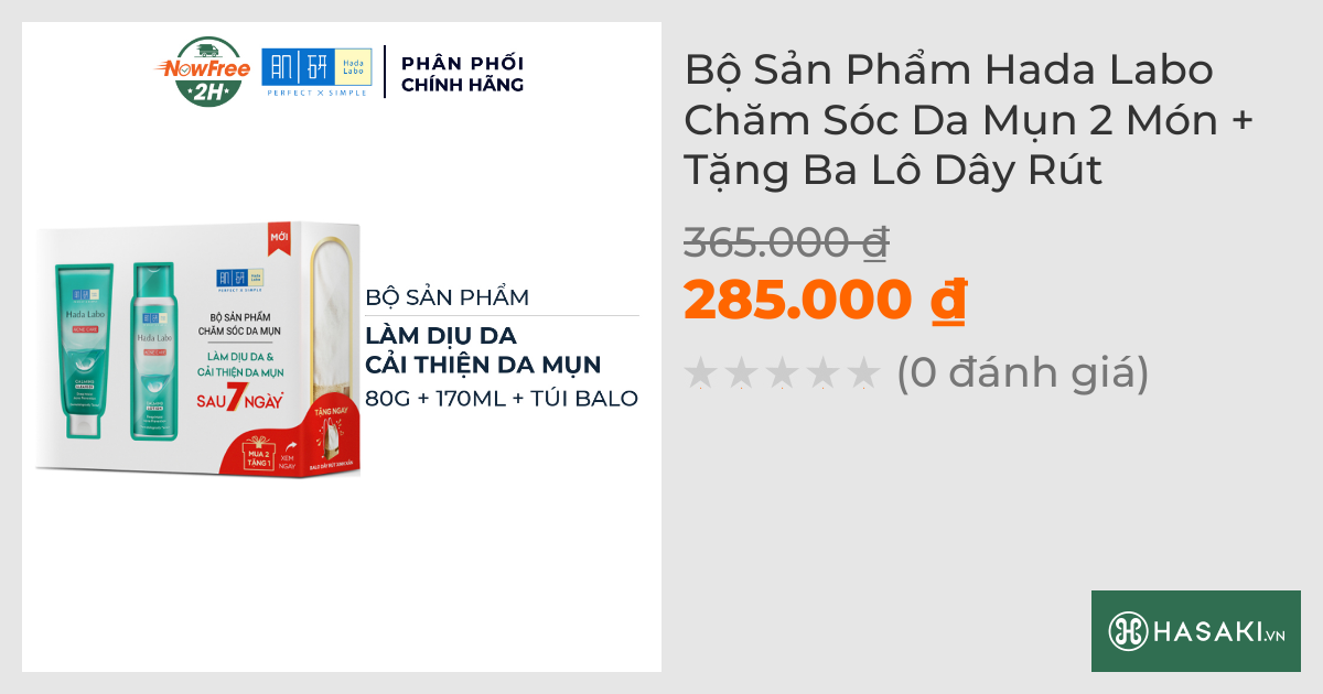 Bộ Sản Phẩm Hada Labo Chăm Sóc Da Mụn 2 Món + Tặng Ba Lô Dây Rút