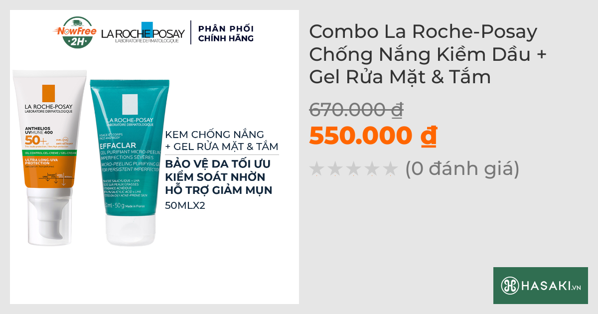 Combo La Roche-Posay Chống Nắng Kiềm Dầu + Gel Rửa Mặt & Tắm