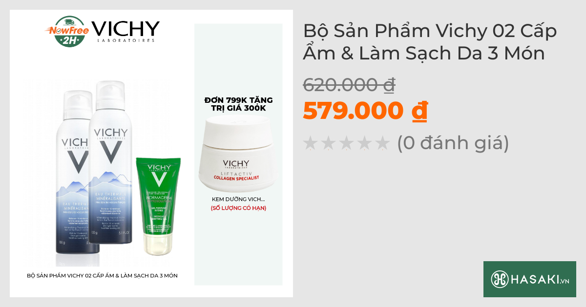 Bộ Sản Phẩm Vichy 02 Cấp Ẩm & Làm Sạch Da 3 Món