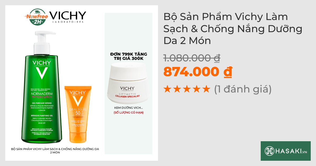 Bộ Sản Phẩm Vichy Làm Sạch & Chống Nắng Dưỡng Da 2 Món