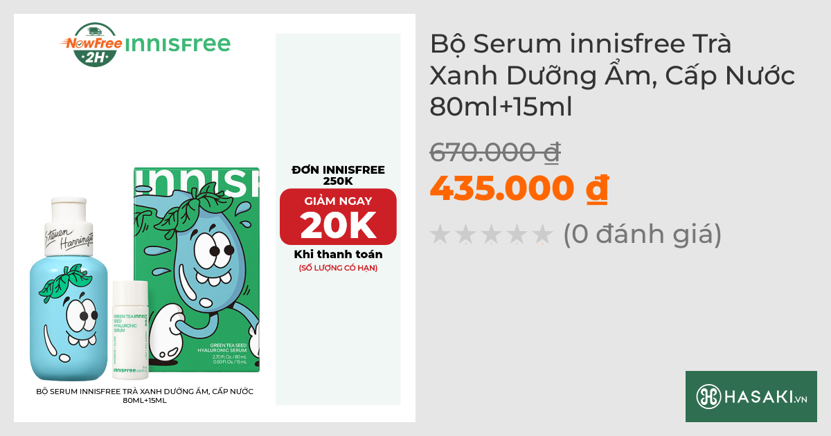 Bộ Serum innisfree Trà Xanh Dưỡng Ẩm, Cấp Nước 80ml+15ml