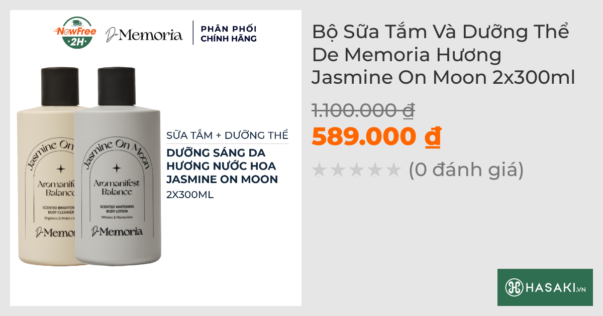 Bộ Sữa Tắm Và Dưỡng Thể De Memoria Hương Jasmine On Moon 2x300ml