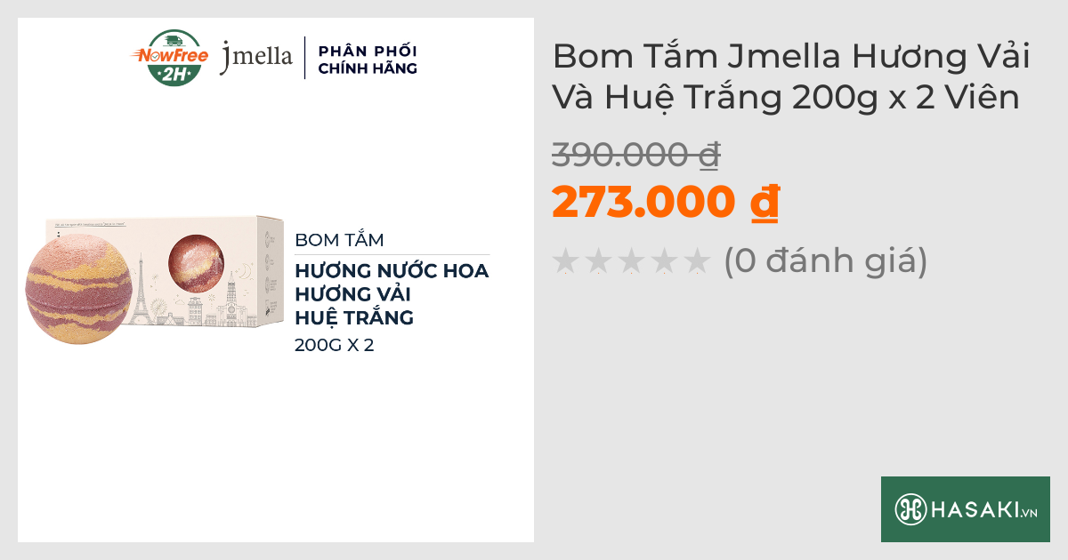 Bom Tắm Jmella Hương Vải Và Huệ Trắng 200g x 2 Viên