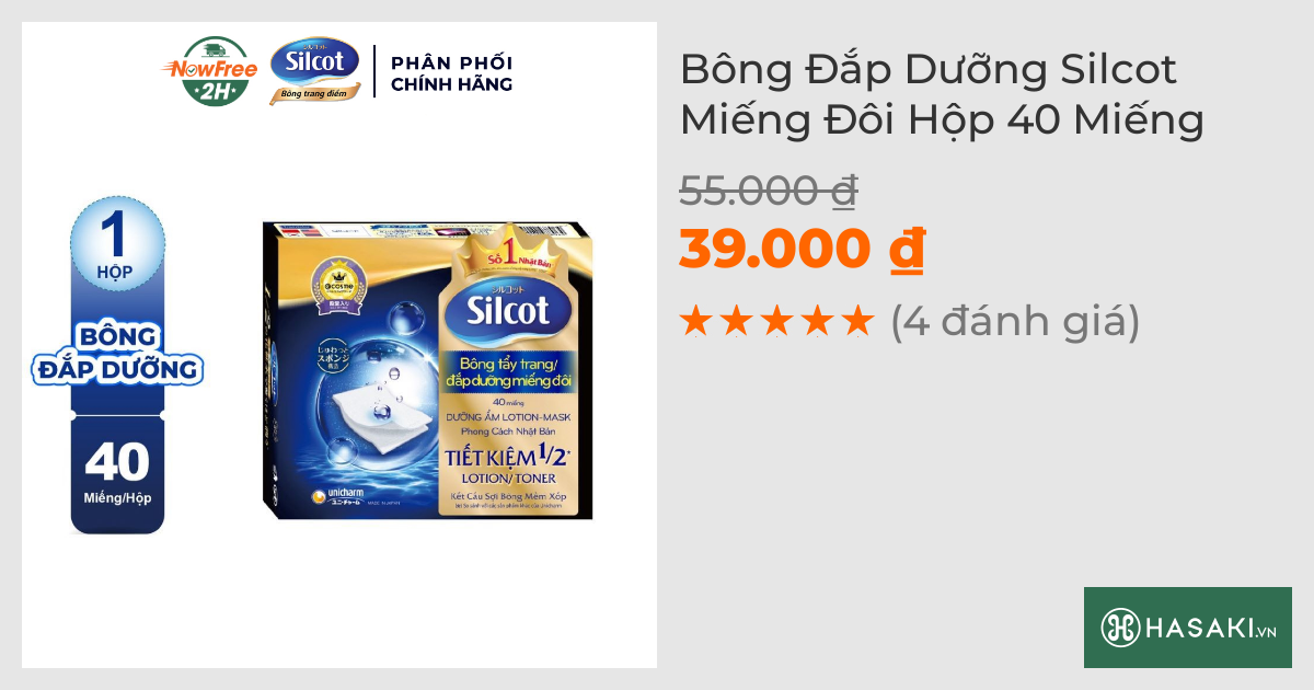 Bông Đắp Dưỡng Silcot Miếng Đôi Hộp 40 Miếng