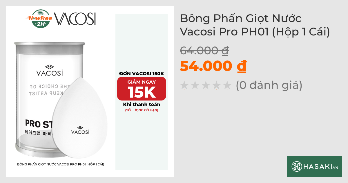 Bông Phấn Giọt Nước Vacosi Pro PH01 (Hộp 1 Cái)