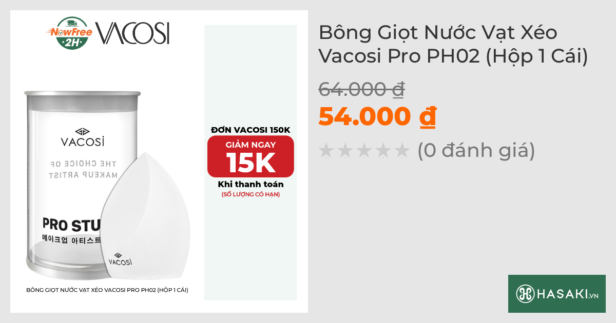 Bông Giọt Nước Vạt Xéo Vacosi Pro PH02 (Hộp 1 Cái)