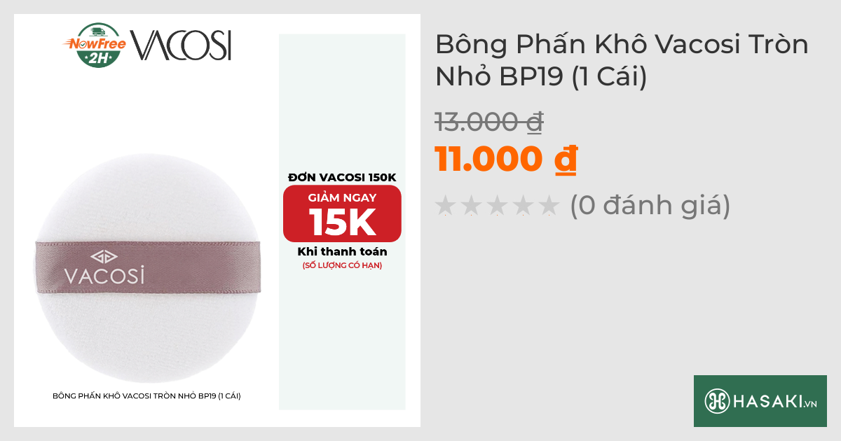 Bông Phấn Khô Vacosi Tròn Nhỏ BP19 (1 Cái)