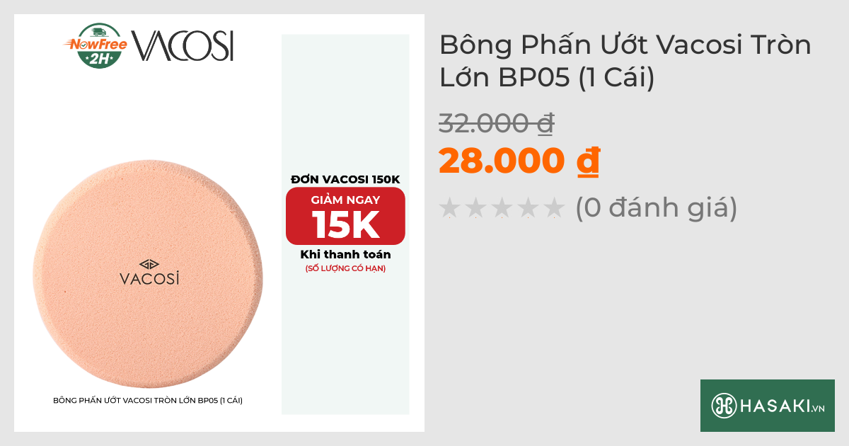 Bông Phấn Ướt Vacosi Tròn Lớn BP05 (1 Cái)