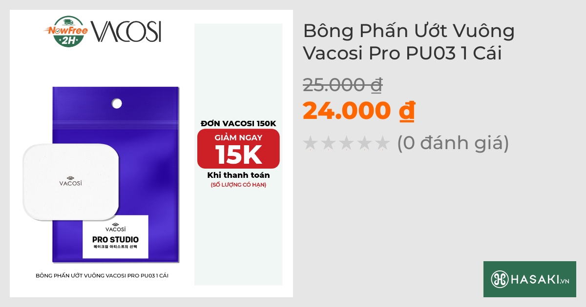 Bông Phấn Ướt Vuông Vacosi Pro PU03 1 Cái