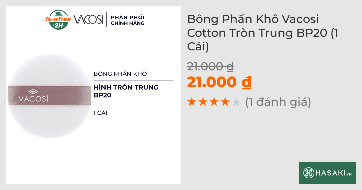 Bông Phấn Khô Vacosi Cotton Tròn Trung BP20 (1 Cái)