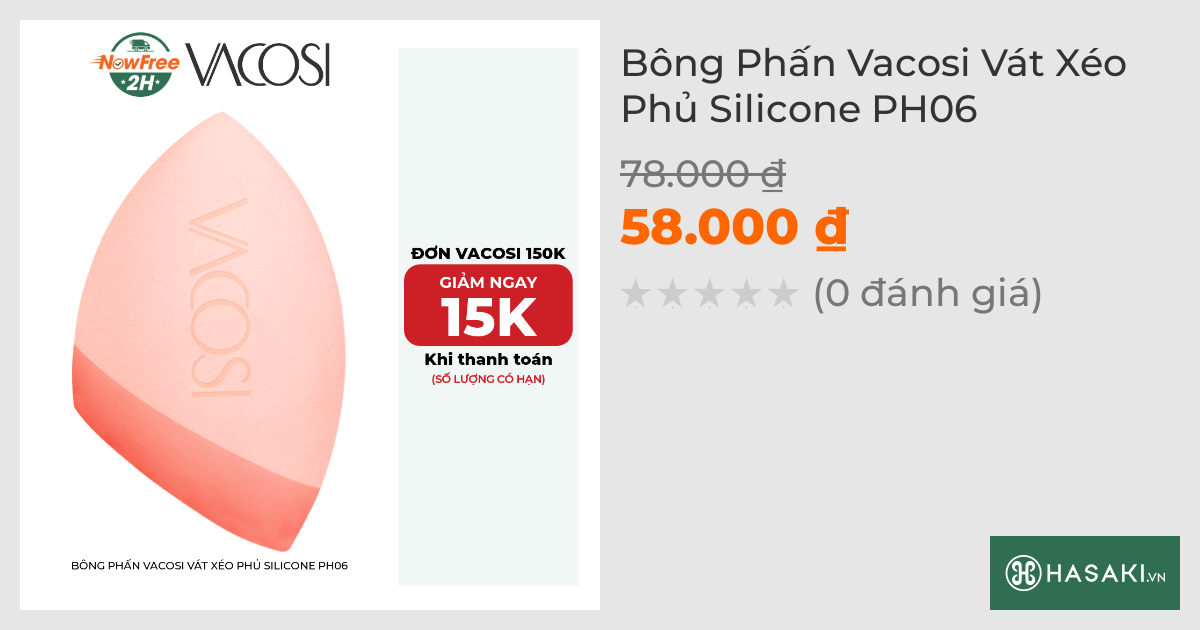 Bông Phấn Vacosi Vát Xéo Phủ Silicone PH06