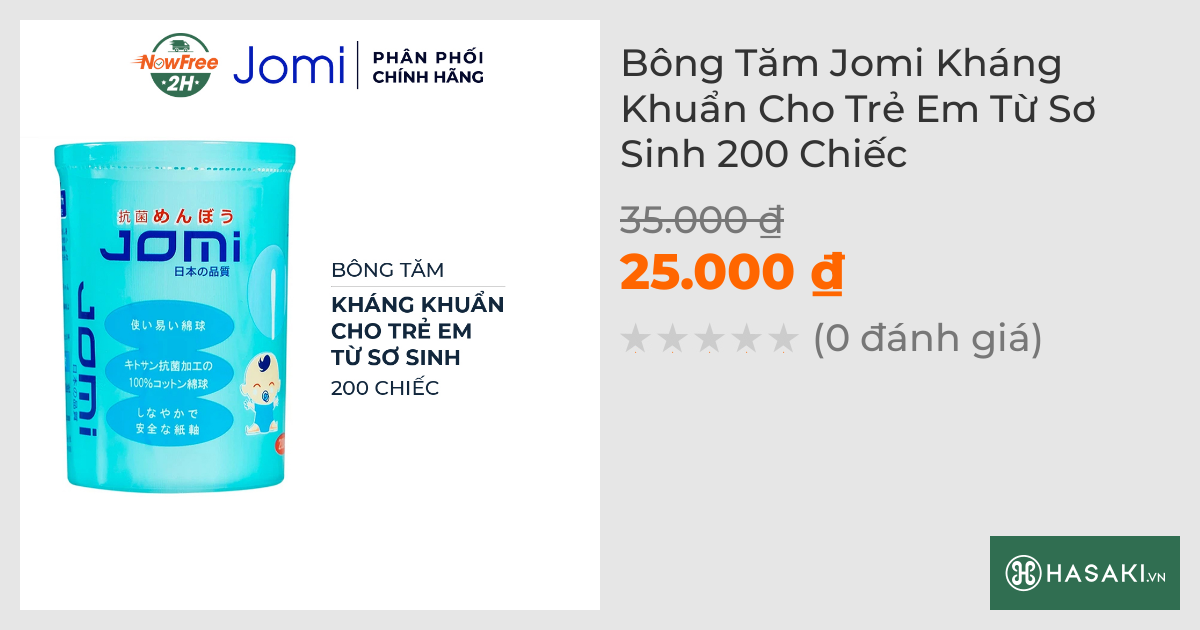 Bông Tăm Jomi Kháng Khuẩn Cho Trẻ Em Từ Sơ Sinh 200 Chiếc