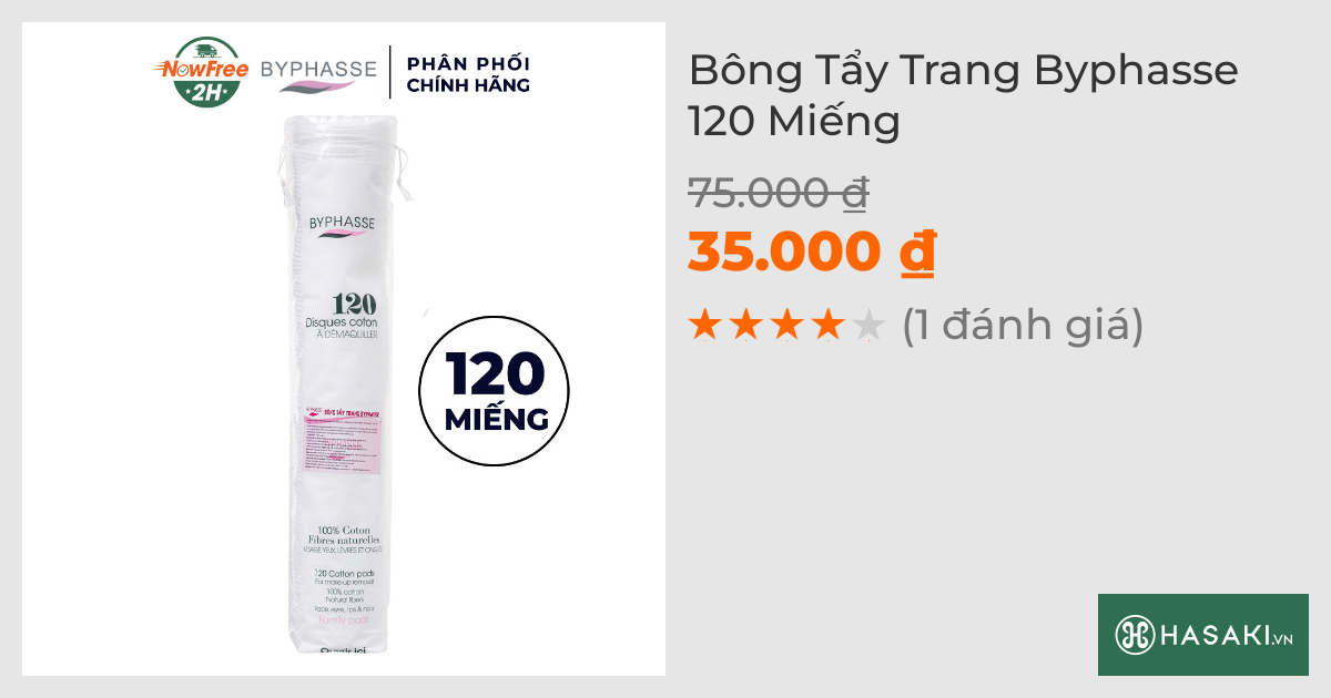 Bông Tẩy Trang Byphasse 120 Miếng