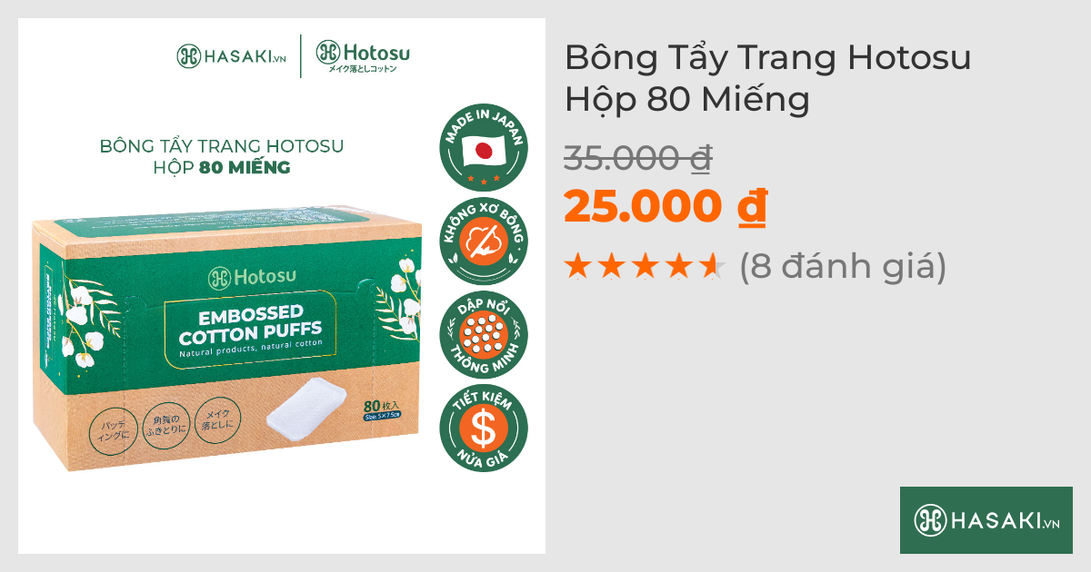 Bông Tẩy Trang Hotosu Hộp 80 Miếng