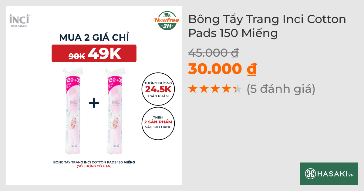 Bông Tẩy Trang Inci Cotton Pads 150 Miếng