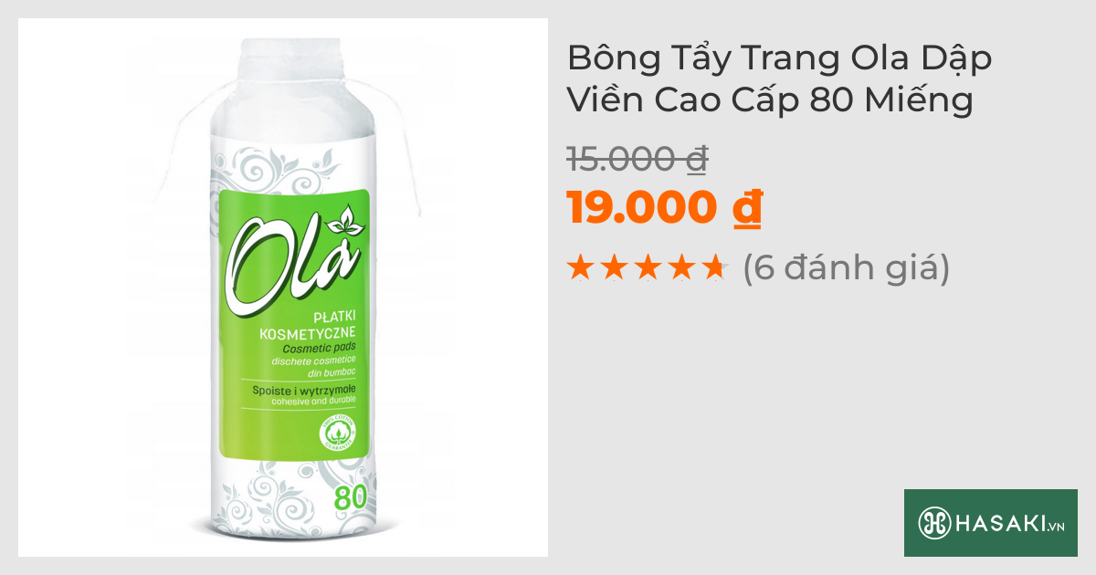 Bông Tẩy Trang Ola Dập Viền Cao Cấp 80 Miếng