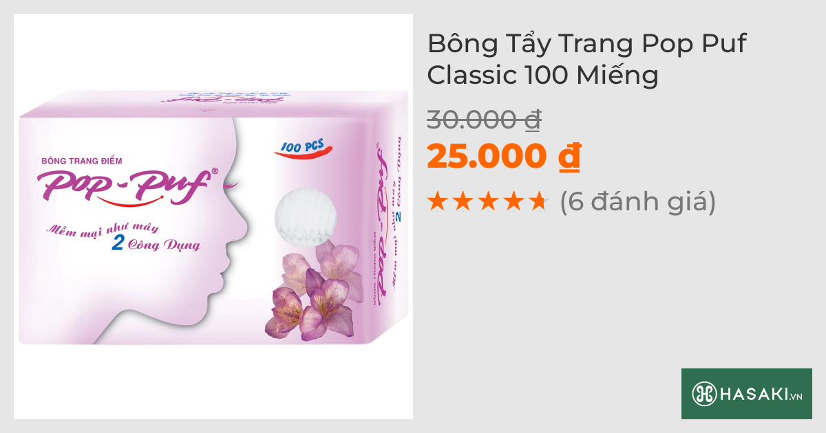 Bông Tẩy Trang Pop Puf Classic 100 Miếng