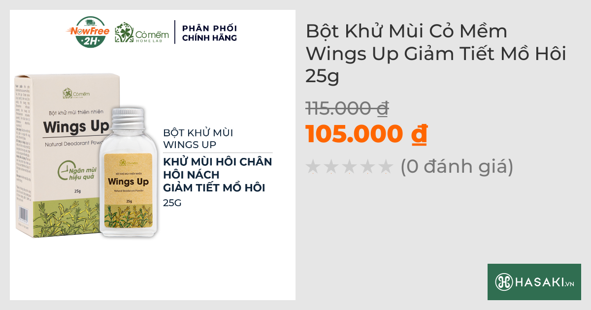 Bột Khử Mùi Cỏ Mềm Wings Up Giảm Tiết Mồ Hôi 25g