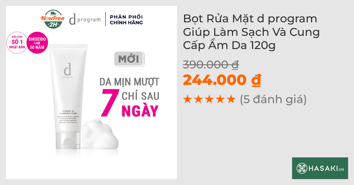 Bọt Rửa Mặt d program Giúp Làm Sạch Và Cung Cấp Ẩm Da 120g