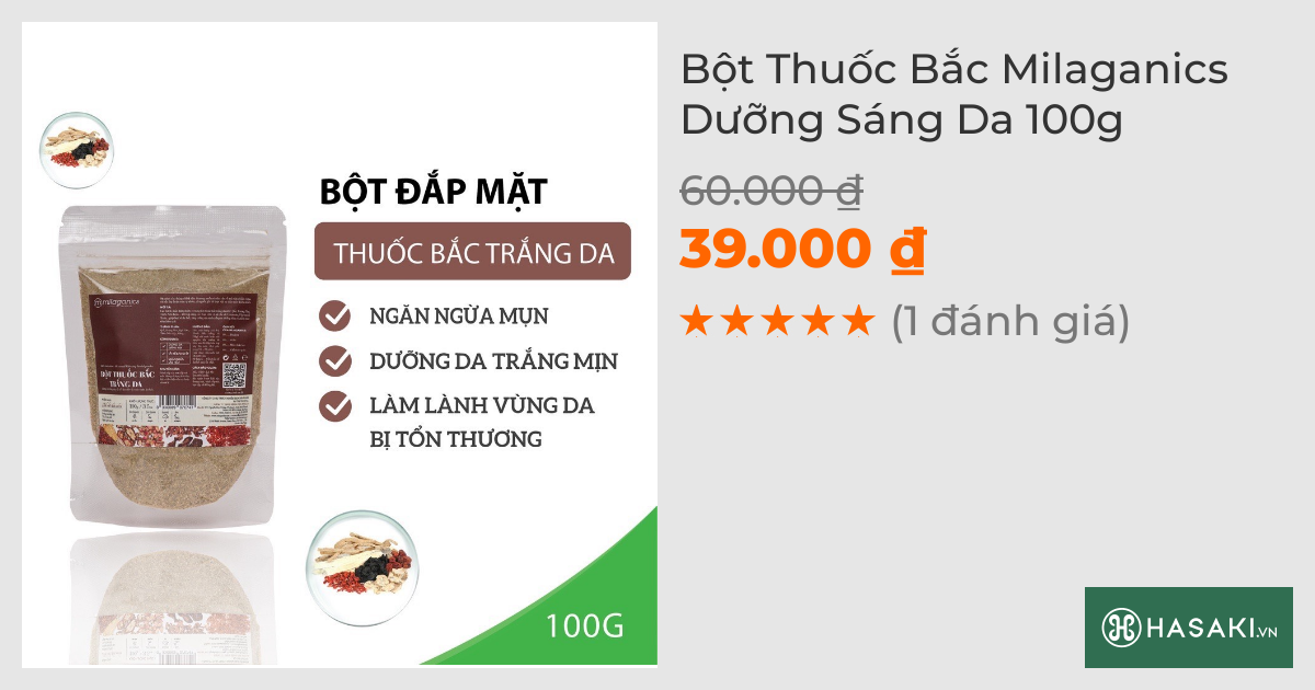 Bột Thảo Dược Milaganics Dưỡng Sáng Da 100g