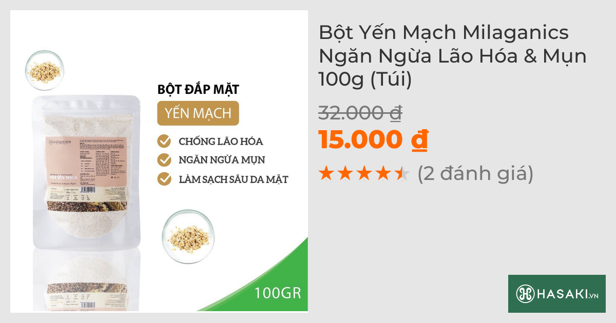 Bột Yến Mạch Milaganics Ngăn Ngừa Lão Hóa & Mụn 100g (Túi)