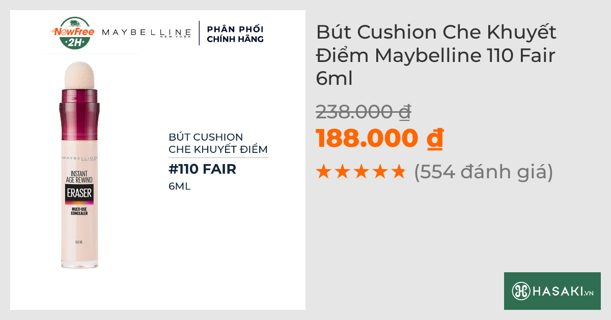 Bút Cushion Che Khuyết Điểm Maybelline 110 Fair 6ml