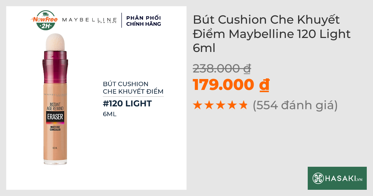 Bút Cushion Che Khuyết Điểm Maybelline 120 Light 6ml