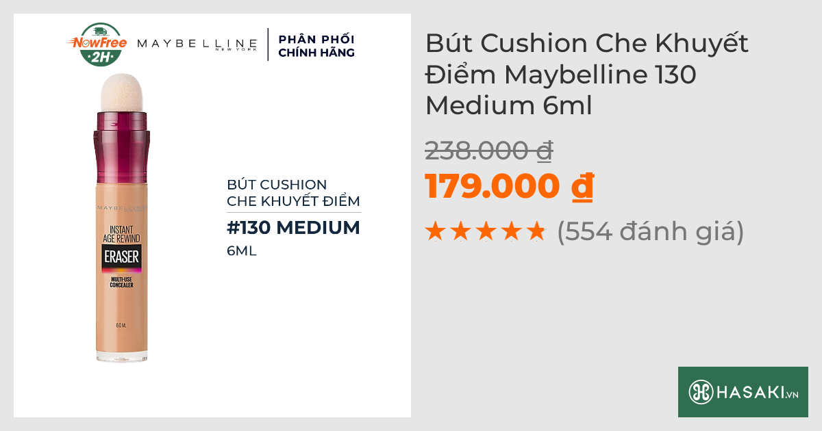 Bút Cushion Che Khuyết Điểm Maybelline 130 Medium 6ml