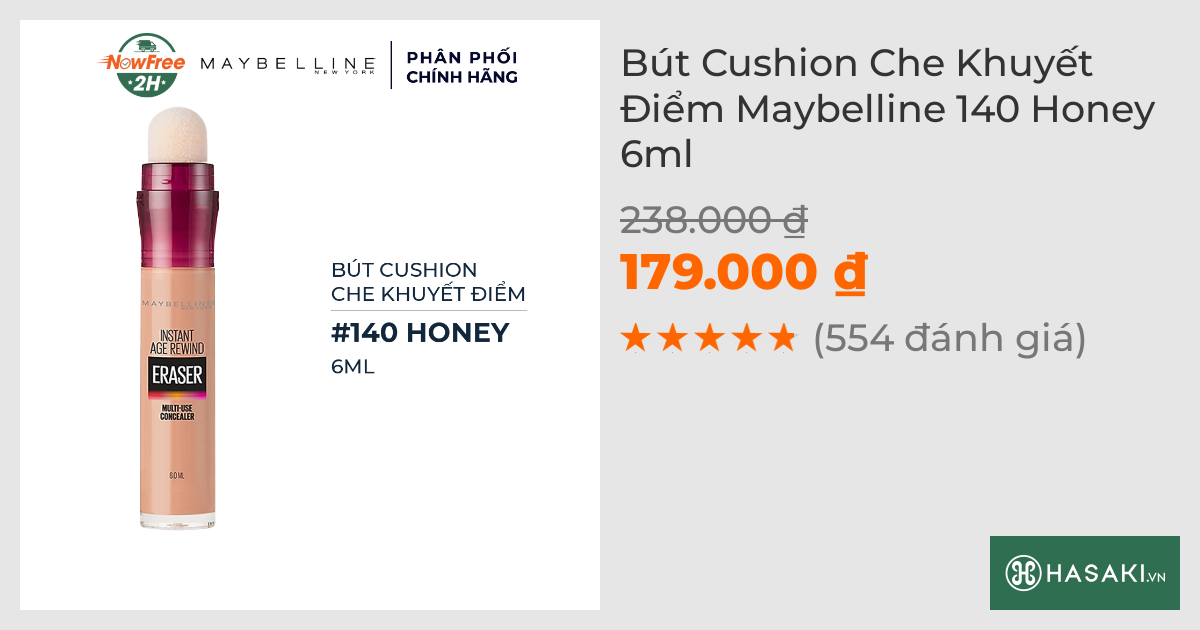 Bút Cushion Che Khuyết Điểm Maybelline 140 Honey 6ml