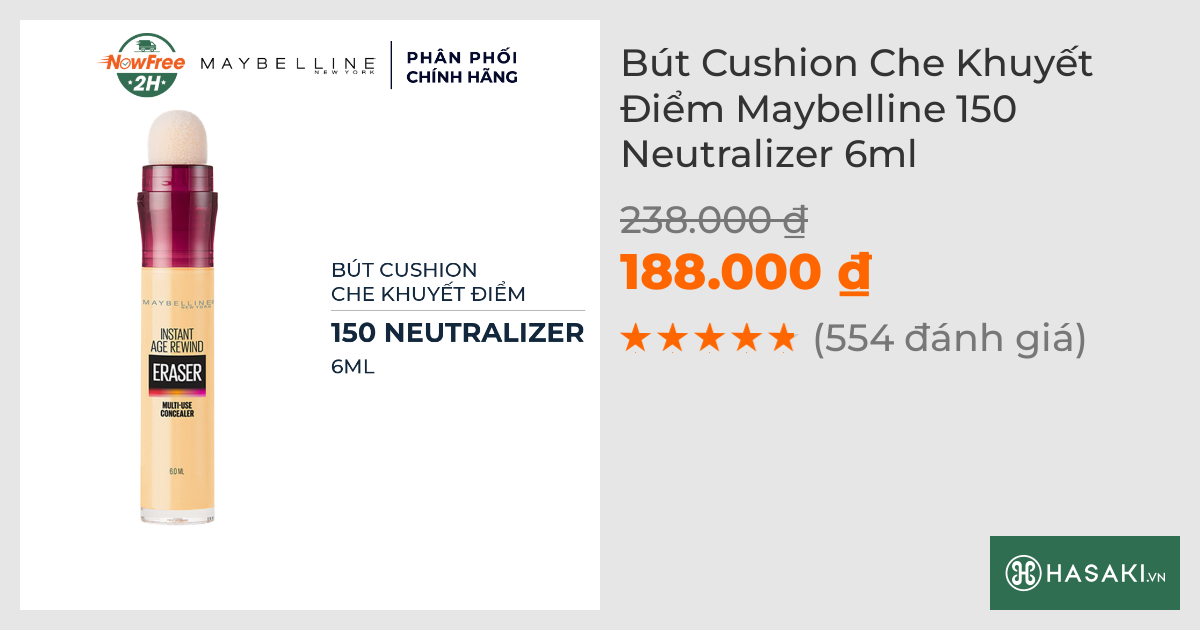 Bút Cushion Che Khuyết Điểm Maybelline 150 Neutralizer 6ml