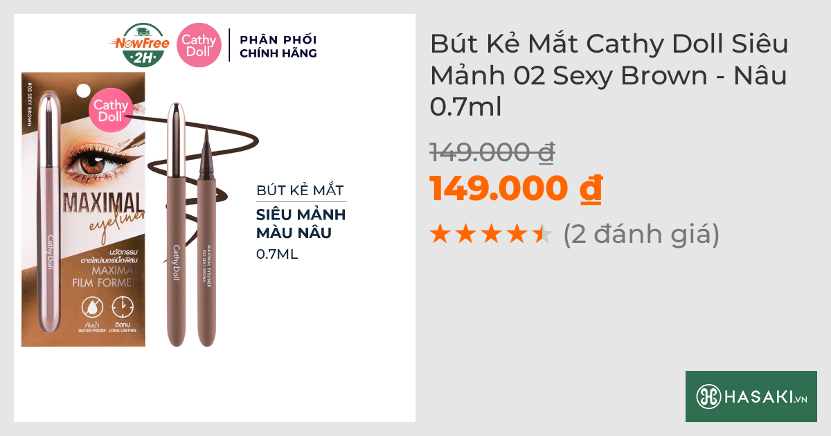 Bút Kẻ Mắt Cathy Doll Siêu Mảnh 02 Sexy Brown - Nâu 0.7ml