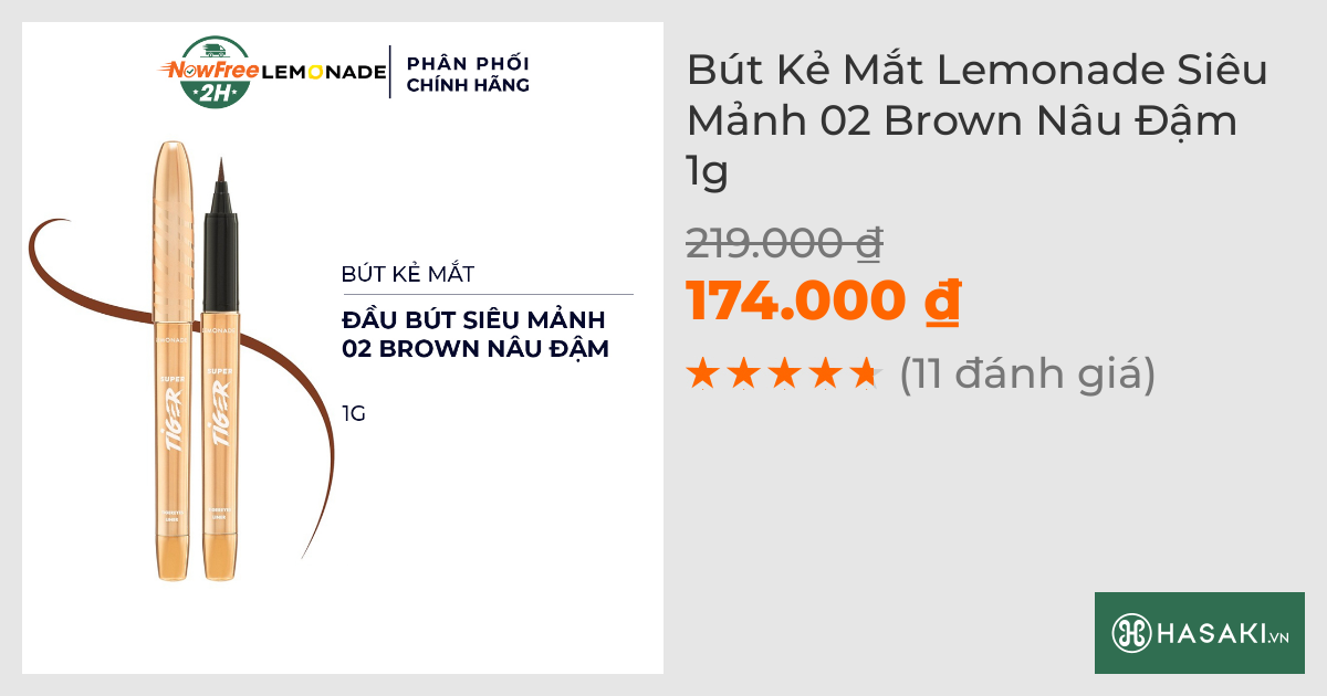 Bút Kẻ Mắt Lemonade Siêu Mảnh 02 Brown Nâu Đậm 1g