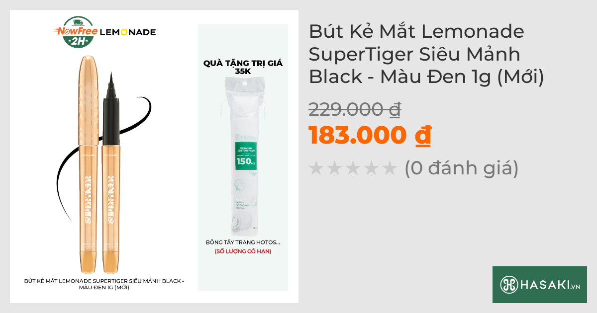 Bút Kẻ Mắt Lemonade SuperTiger Siêu Mảnh Black - Màu Đen 1g (Mới)