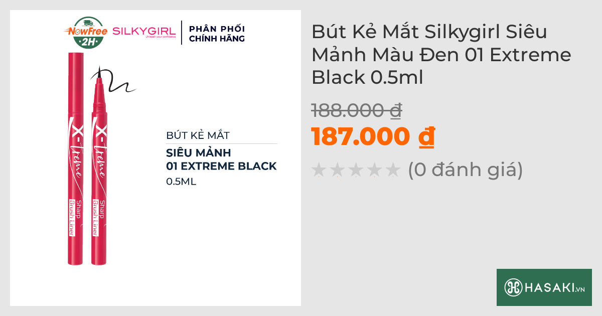 Bút Kẻ Mắt Silkygirl Siêu Mảnh Màu Đen 01 Extreme Black 0.5ml