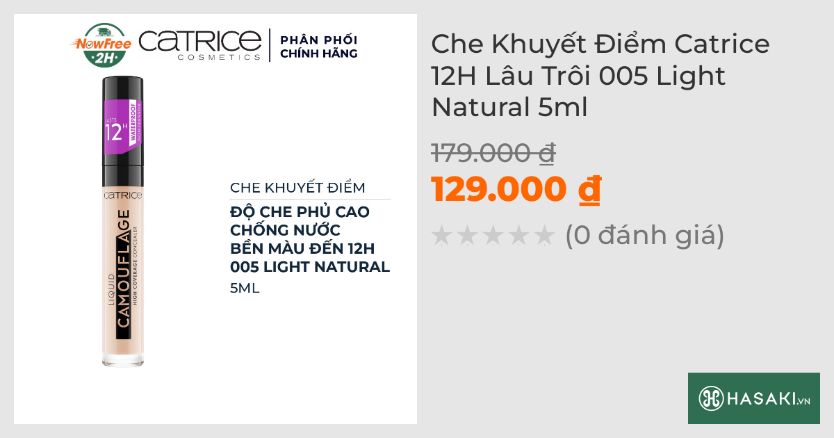 Che Khuyết Điểm Catrice 12H Lâu Trôi 005 Light Natural 5ml