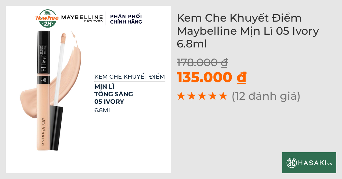 Kem Che Khuyết Điểm Maybelline Mịn Lì 05 Ivory 6.8ml