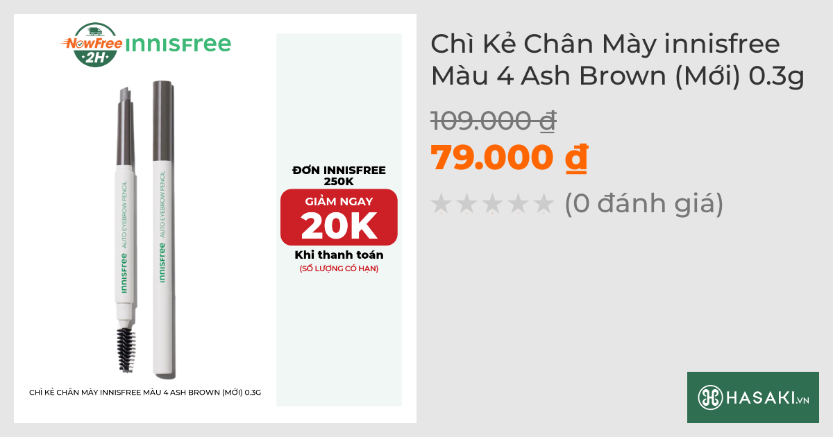 Chì Kẻ Chân Mày innisfree Màu 4 Ash Brown (Mới) 0.3g