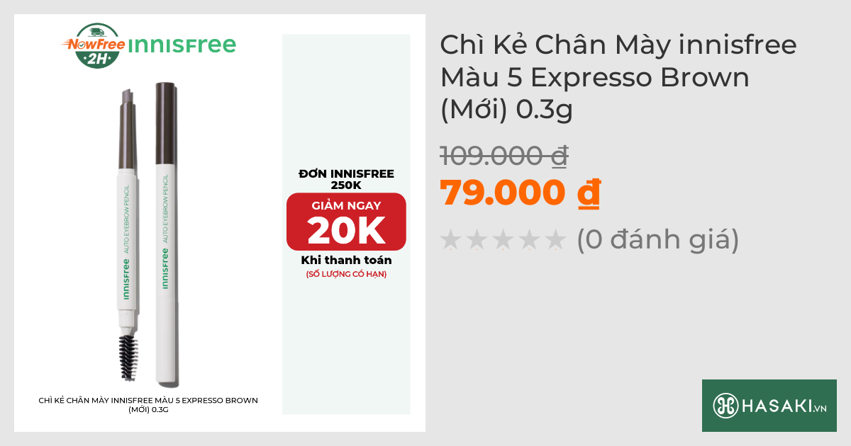 Chì Kẻ Chân Mày innisfree Màu 5 Expresso Brown (Mới) 0.3g