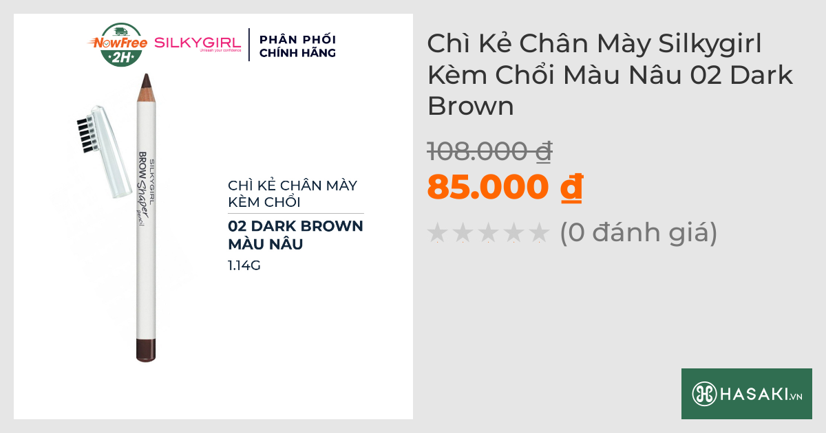 Chì Kẻ Chân Mày Silkygirl Kèm Chổi Màu Nâu 02 Dark Brown