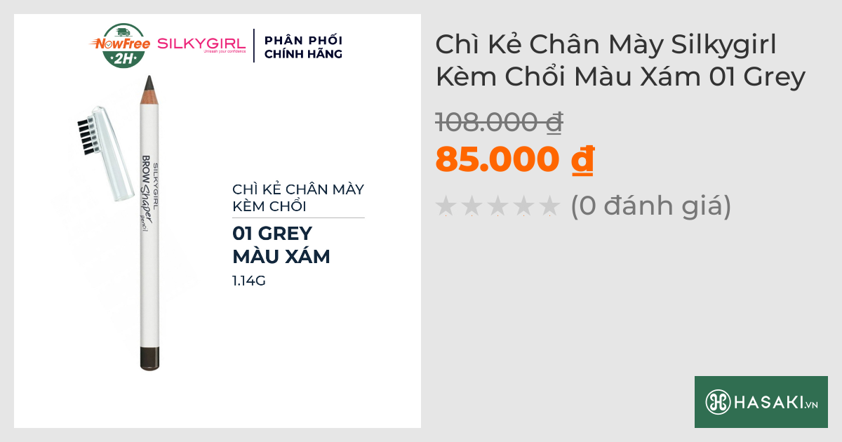 Chì Kẻ Chân Mày Silkygirl Kèm Chổi Màu Xám 01 Grey