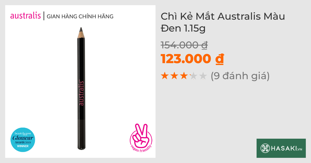 Chì Kẻ Mắt Australis Màu Đen 1.15g